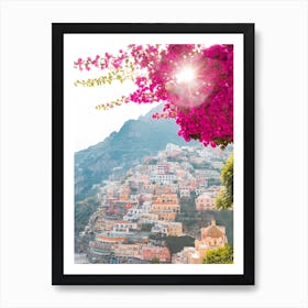 Pink Positano Sunset Sparkle Art Print