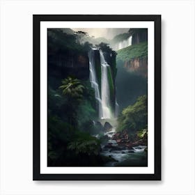 Satopanth Waterfall, India Realistic Photograph (1) Art Print