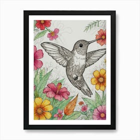 Hummingbird Coloring Page Art Print