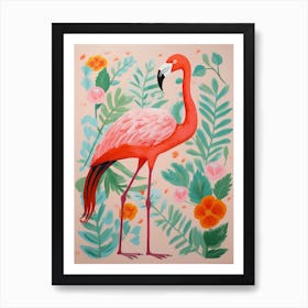 Pink Scandi Greater Flamingo 4 Art Print