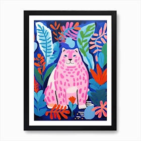 Pink Leopard In The Jungle, Matisse Inspired Art Print