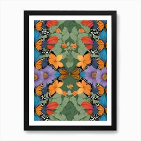 Butterflies And Flowers 3 Art Print