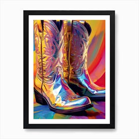 Disco Fever Rainbow Cowboy Boots 0 Art Print
