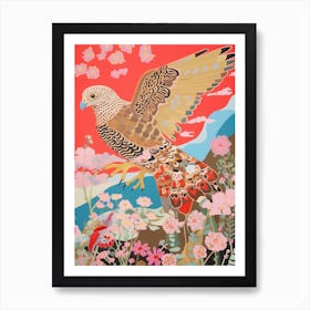 Maximalist Bird Painting Hawk 1 Art Print