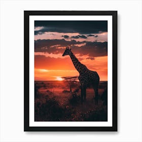 Sunset Giraffe Art Print