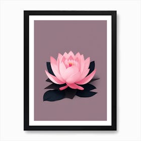 A Pink Lotus In Minimalist Style Vertical Composition 82 Art Print