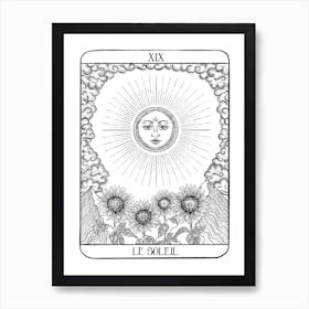 The Sun Tarot Card White Art Print