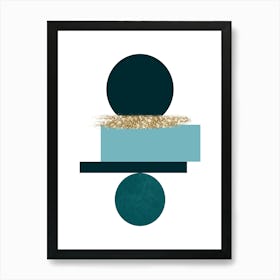 Teal and Gold Geometric Art Art Print