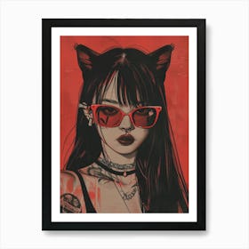 Cat Girl 2 Art Print