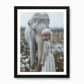 Girl With An Elephant Art Print