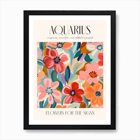 Flowers For The Signs Aquarius 2 Zodiac Sign Art Print