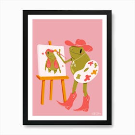 Cowboy Frog Artist Art Print