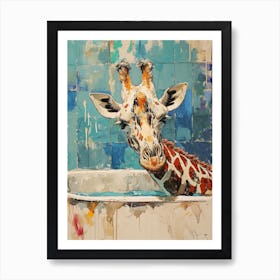 Giraffe Oil Painting Inspired 1 Art Print