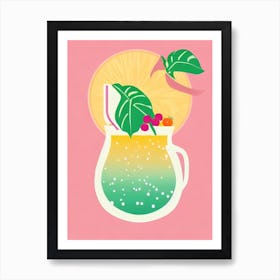 Jungle Juice Retro Pink Cocktail Poster Art Print