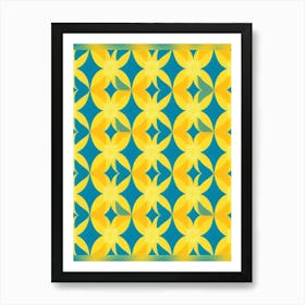 Yellow And Blue Abstract Pattern Art Print