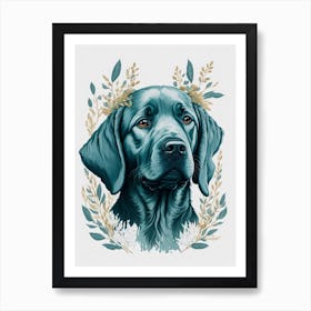 Floral Labrador Retriever Dog Painting (5) Art Print