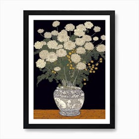 Drawing Of A Still Life Of Queen Lace With A Cat 2 Art Print