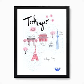 Tokyo Map 1 Art Print