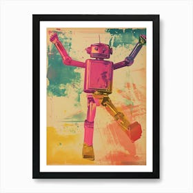 Retro Robot Dancing 1 Art Print