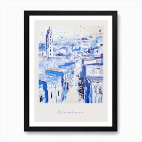 Casablanca Morocco 2 Mediterranean Blue Drawing Poster Art Print