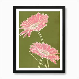 Pink & Green Gerbera Daisy 2 Art Print