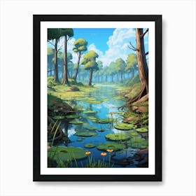 Swamp And Wetlands Cartoon 3 Art Print