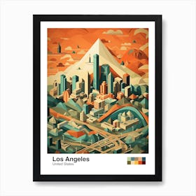 Los Angeles, Us, Geometric Illustration 3 Poster Art Print