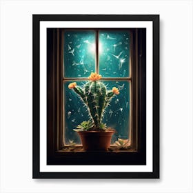 Star Cactus On A Window  4 Art Print