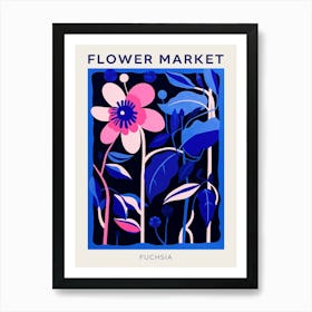 Blue Flower Market Poster Fuchsia 3 Art Print