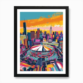 Madison Square Garden New York Colourful Silkscreen Illustration 1 Art Print