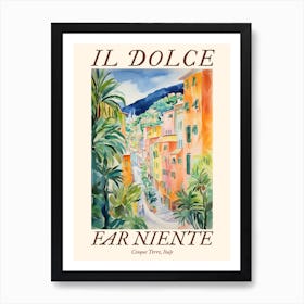 Il Dolce Far Niente Cinque Terre, Italy Watercolour Streets 3 Poster Art Print