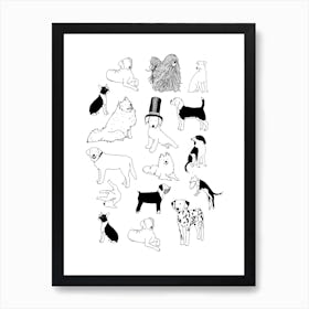 Black And White Dogs Art Print