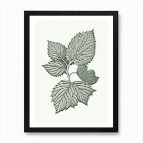 Raspberry Leaf Herb William Morris Inspired Line Drawing 2 Art Print