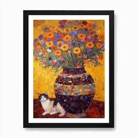 Statice With A Cat 3 Art Nouveau Klimt Style Art Print