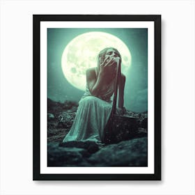 Full Moon And Harp Art Print