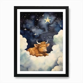 Baby Bison Sleeping In The Clouds Art Print