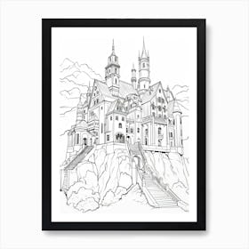 The Beast S Castle (Beauty And The Beast) Fantasy Inspired Line Art 4 Art Print