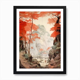 Akiyoshido Cave In Yamaguchi, Ukiyo E Drawing 4 Art Print