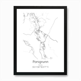 Porsgrunn,Norway Minimalist Map Art Print