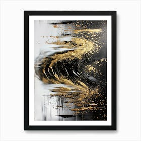 Abstract Black And Gold Painting 105 Art Print