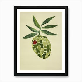 Disco Ball Olive Mosaic Painting Kitchen Art Print