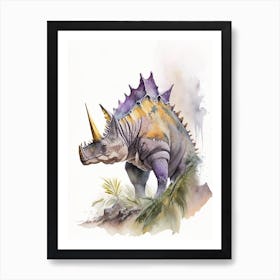 Pachyrhinosaurus Watercolour Dinosaur Art Print