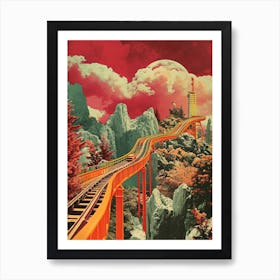 Retro Kitsch Rollercoaster Collage 1 Art Print