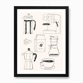 Coffee Elements Art Print Art Print