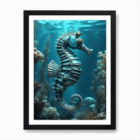 Blue Seahorse Art Print