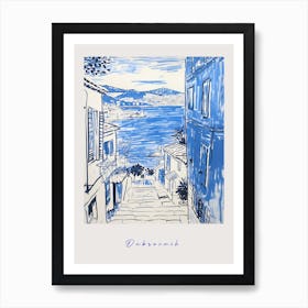 Dubrovnik Croatia 3 Mediterranean Blue Drawing Poster Art Print