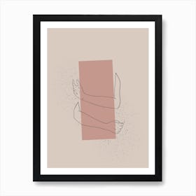 Virtual Hug Pink Abstract Line Art Print
