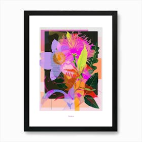 Asters 3 Neon Flower Collage Poster Poster