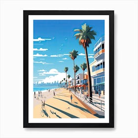 Venice Beach California, Usa, Flat Illustration 2 Art Print