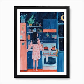 Midnight Snack Lo Fi Kawaii Illustration 3 Art Print